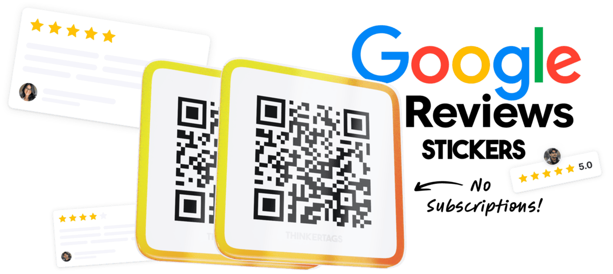 Thinkertags Google review QR code stickers
